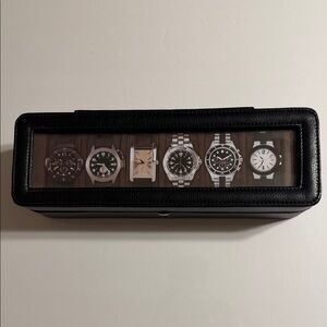 Berkshire. Men's Black Faux Leather Watch Storage Case - Holds 6 Watches. NWOT